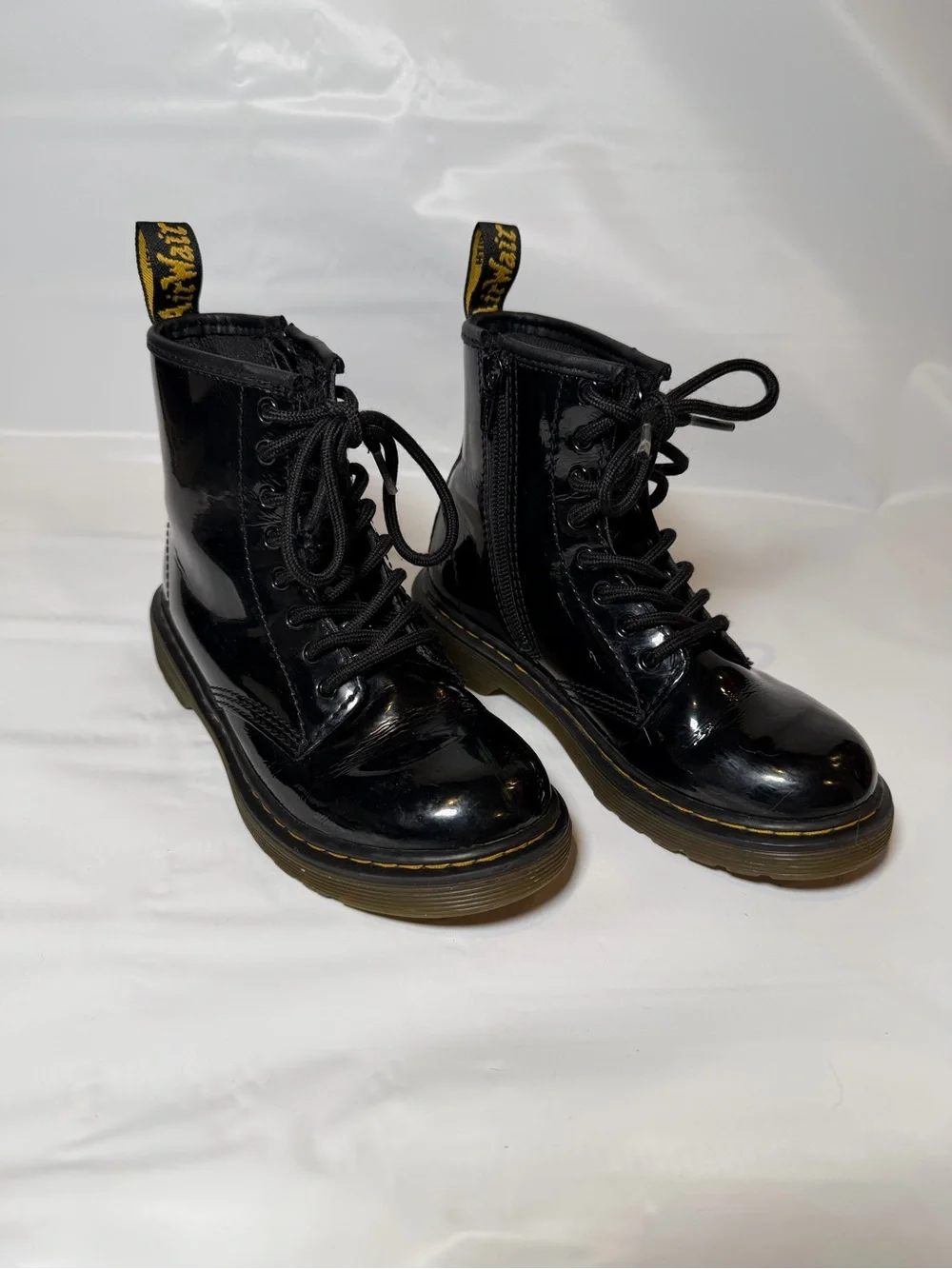Dr. Martens Black Patent Lace-Up Side-Zip Boots